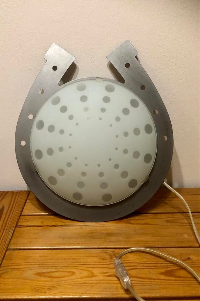 Unieke wandlamp hoefijzer design - Metaal & Glas, Ophalen of Verzenden, Gebruikt