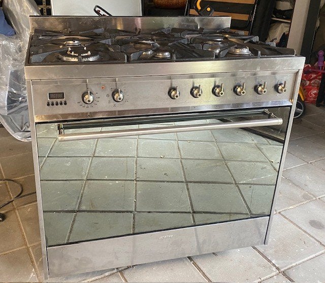 Smeg oven en kookplaat, 90 cm breed, Ophalen, Gebruikt, Smeg, Oven