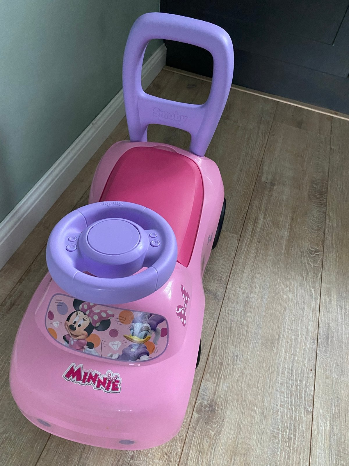 Smoby Minnie Mouse loopauto - Roze, Ophalen, Zo goed als nieuw, Loopvoertuig