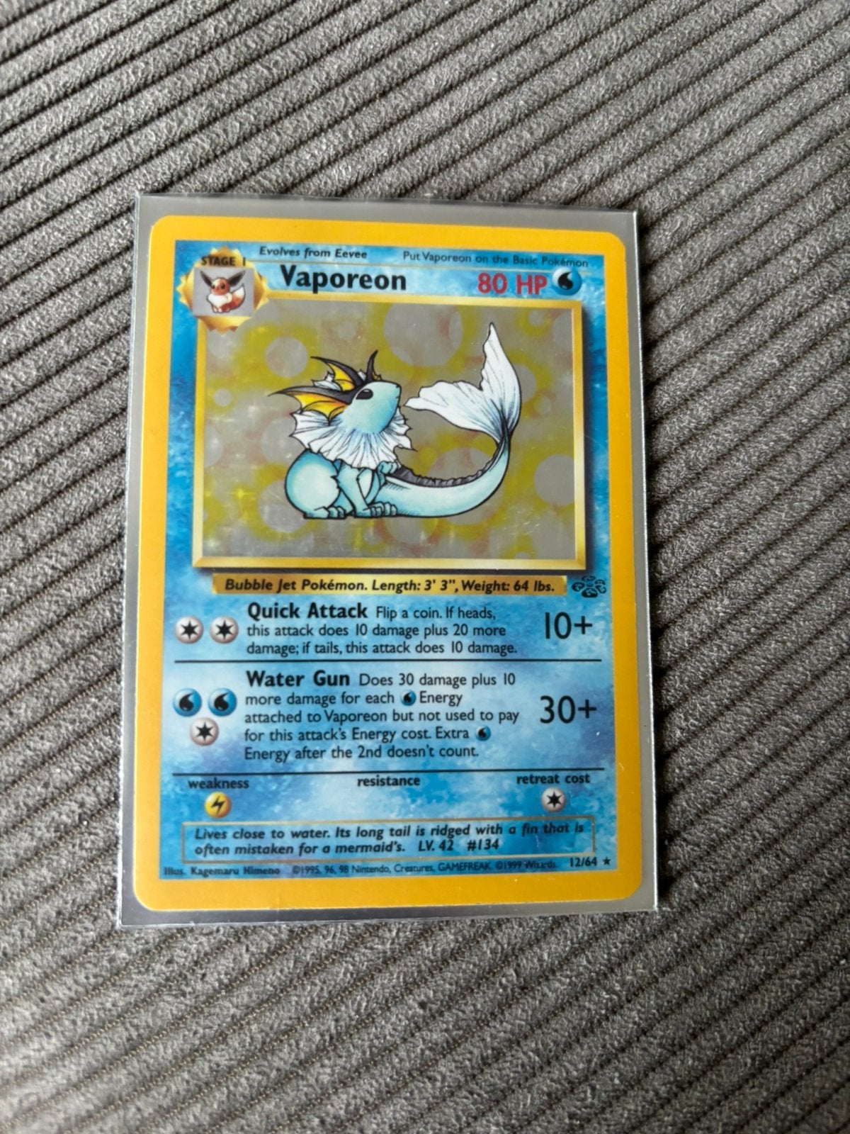 Vaporeon - Jungle - Holo 12/64, Ophalen of Verzenden, Zo goed als nieuw