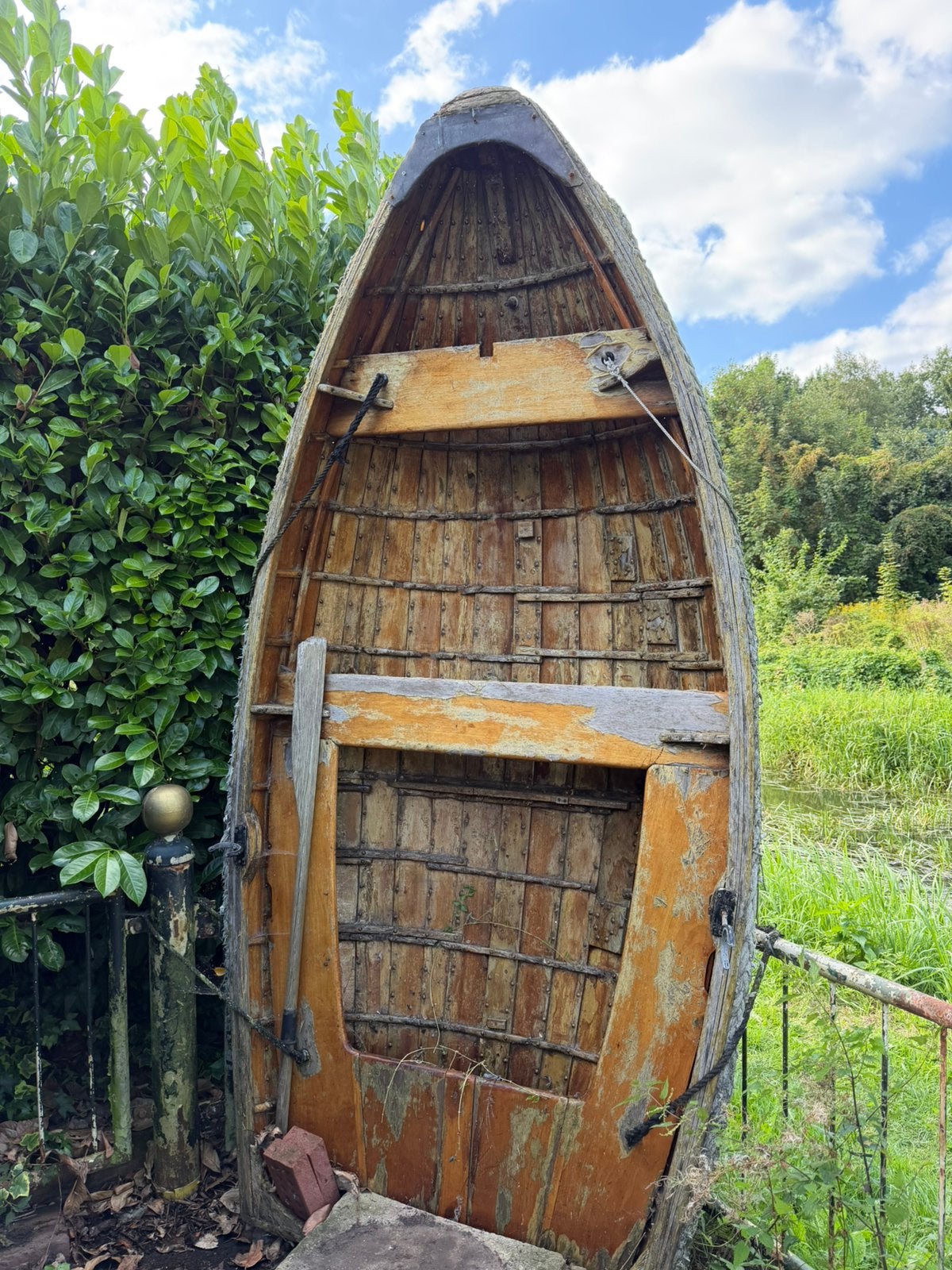Klassieke houten roeiboot, Watersport en Boten, Kano's, Ophalen, Gebruikt, Overige typen, Met peddels