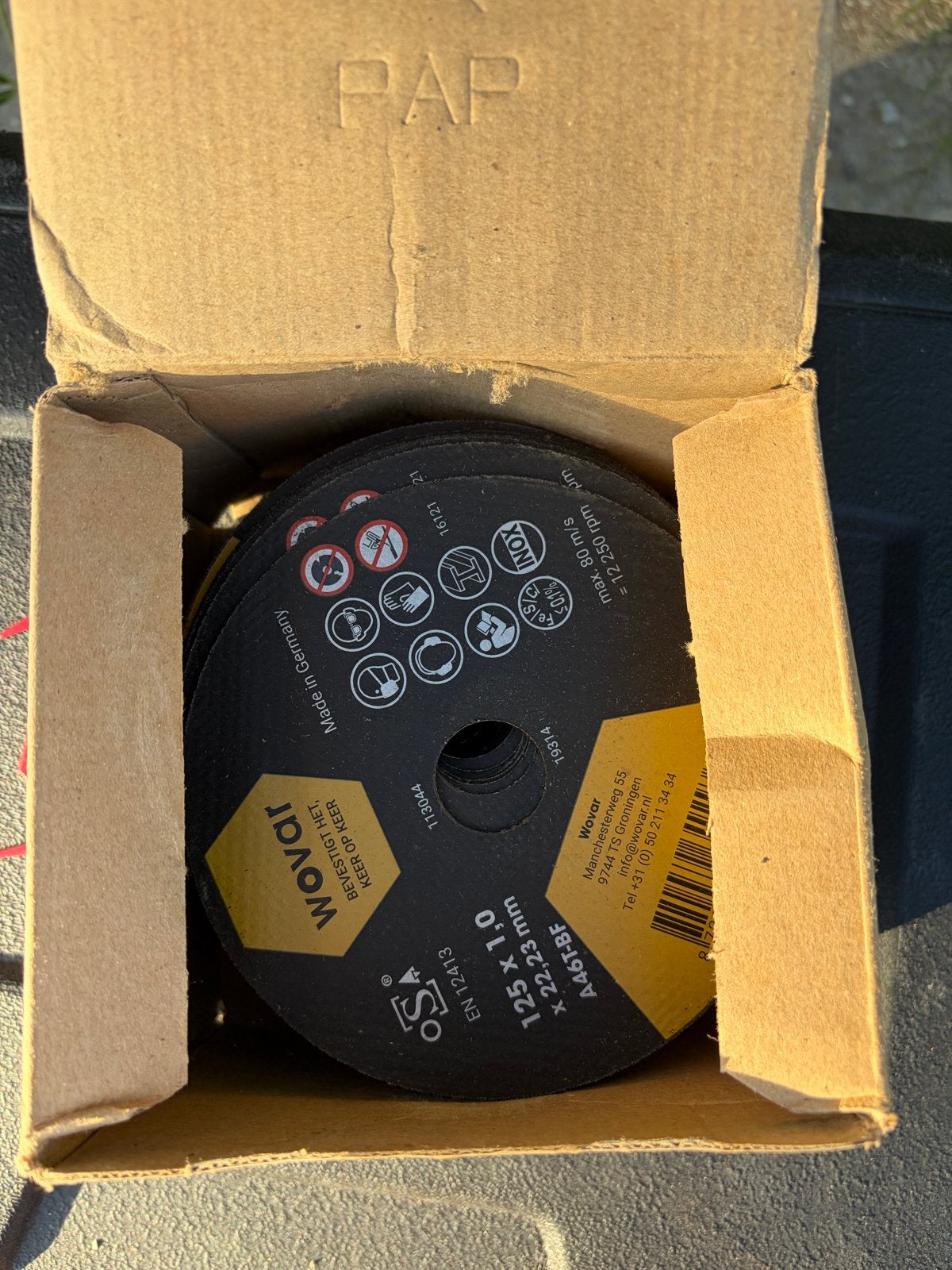 Wovar doorslijpschijven RVS 125 x 1.0 x 22.23 mm, Ophalen, Nieuw, Minder dan 700 watt, Haakse handslijpmachine