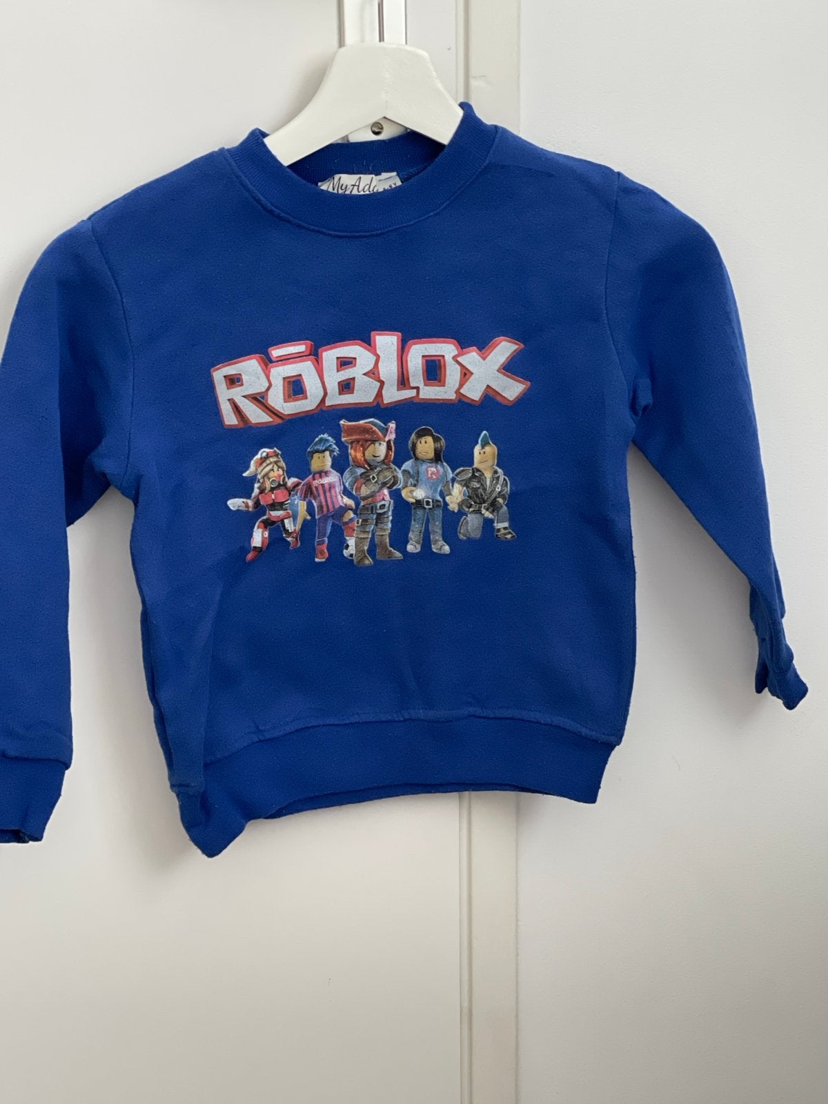Roblox sweater blauw maat 5-6 jaar, Ophalen, Gebruikt, Jongen of Meisje