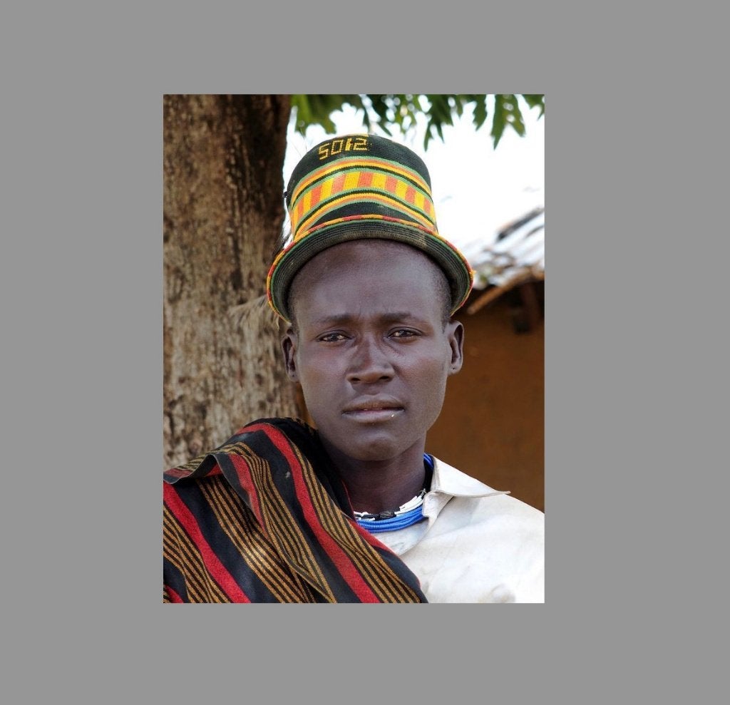 Karamojong hoed INCL.FOTO, hoofddeksel Uganda (171103-08), Natuurlijk materiaal, Afrika, Overige typen, Handgemaakt