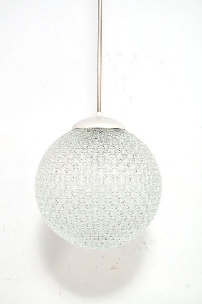Vintage bollampen kristalglas hanglamp lamp jaren 60, Ophalen of Verzenden, Gebruikt