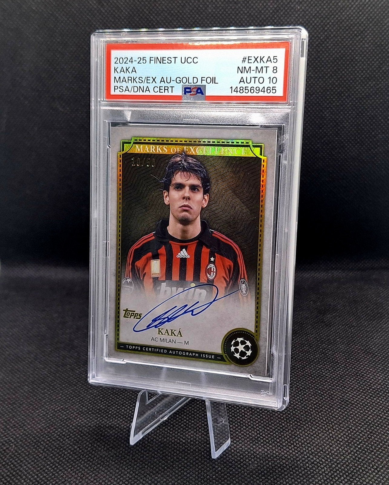 Kaká Marks of Excellence Auto /50 – PSA 8 – Auto 10 – Topps, Ophalen, Nieuw, Plaatje