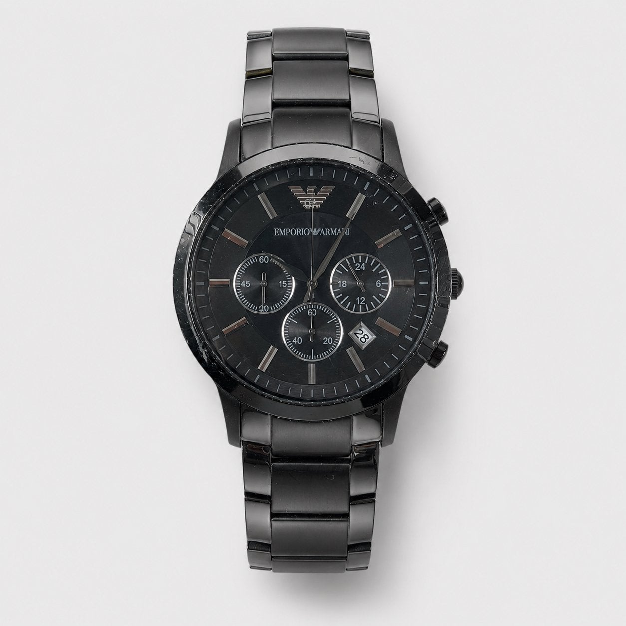 Emporio Armani AR2453 Herenhorloge Zwart Chronograaf, Gebruikt, Staal, Polshorloge, Ophalen