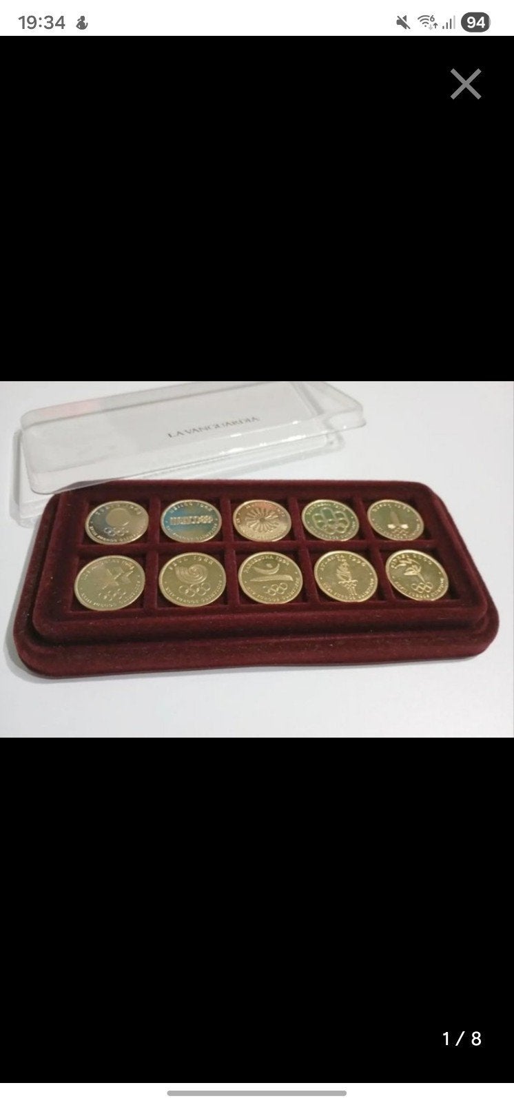 Complete collectie 10 Olympic Spelen 22K goudvergulde munten, Ophalen of Verzenden, Overige typen