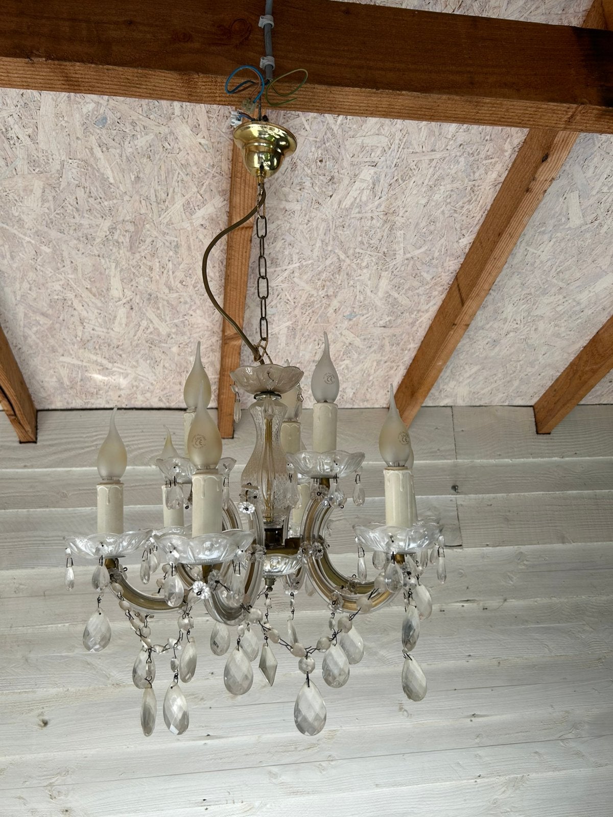Klassieke glazen kroonluchter – 9 lichtpunten – 50 cm, Ophalen of Verzenden, Gebruikt, Glas