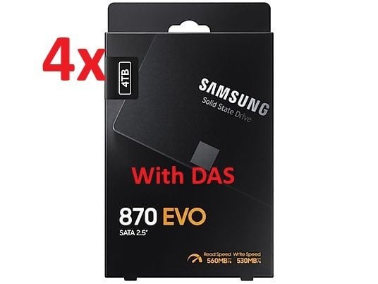 4x Samsung 870 EVO 4TB + DAS 99% Healthy, Computers en Software, Intern, SSD, 16TB, Nieuw