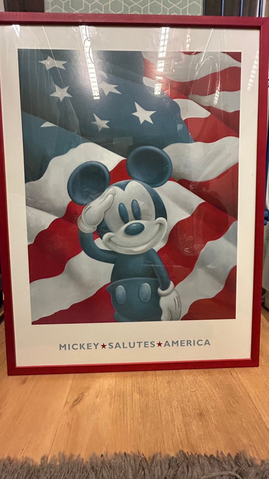 Disney schilderij mickey saluds Amerika, Verzamelen, Ophalen of Verzenden, Mickey Mouse, Zo goed als nieuw