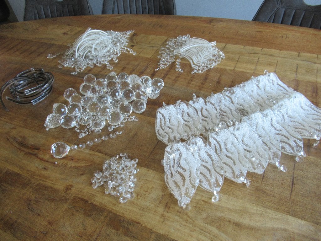Glazen Kroonluchter lamp onderdelen kristallen pegels bladen, Overige fittingen, Ophalen of Verzenden, Onderdelen, Glas