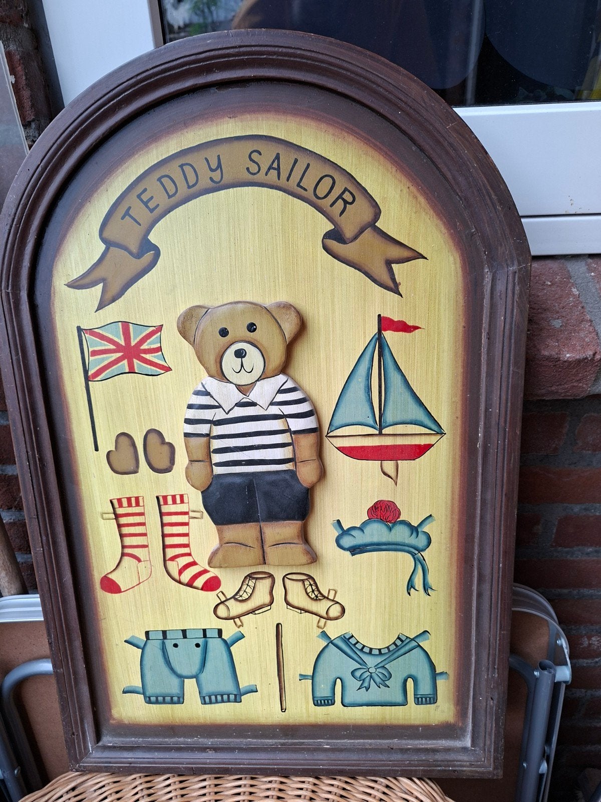 Vintage Teddy Sailor Houten Wanddecoratie, Verzamelen, Ophalen of Verzenden, Gebruikt