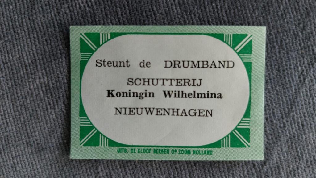 Luciferetiket, Nieuwenhagen, steunt de Drumband Schutterij.., Verzenden, Gebruikt, Luciferdoosjes of -merken