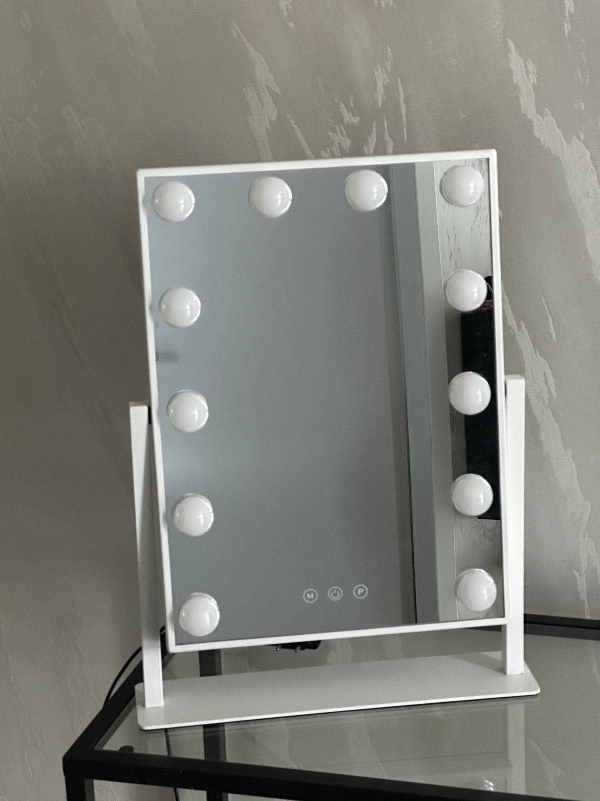 Spiegel met LED verlichting, wit frame, 3 lichtsoorten, Huis en Inrichting, Woonaccessoires | Spiegels, Minder dan 50 cm, Ophalen of Verzenden