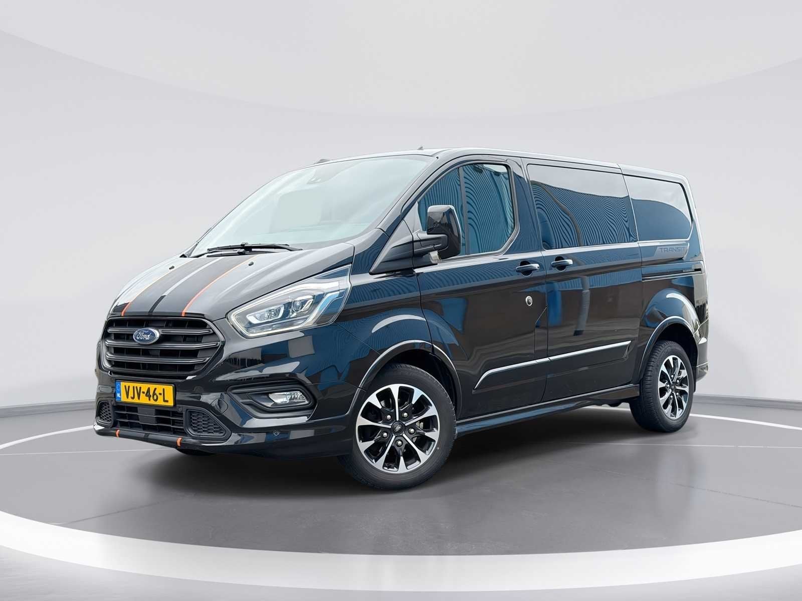 Ford Transit Custom 320 2.0 TDCI L1H1 Sport DC | VJV-46-L, Auto's, Euro 6, 4 cilinders, Zwart, Origineel Nederlands