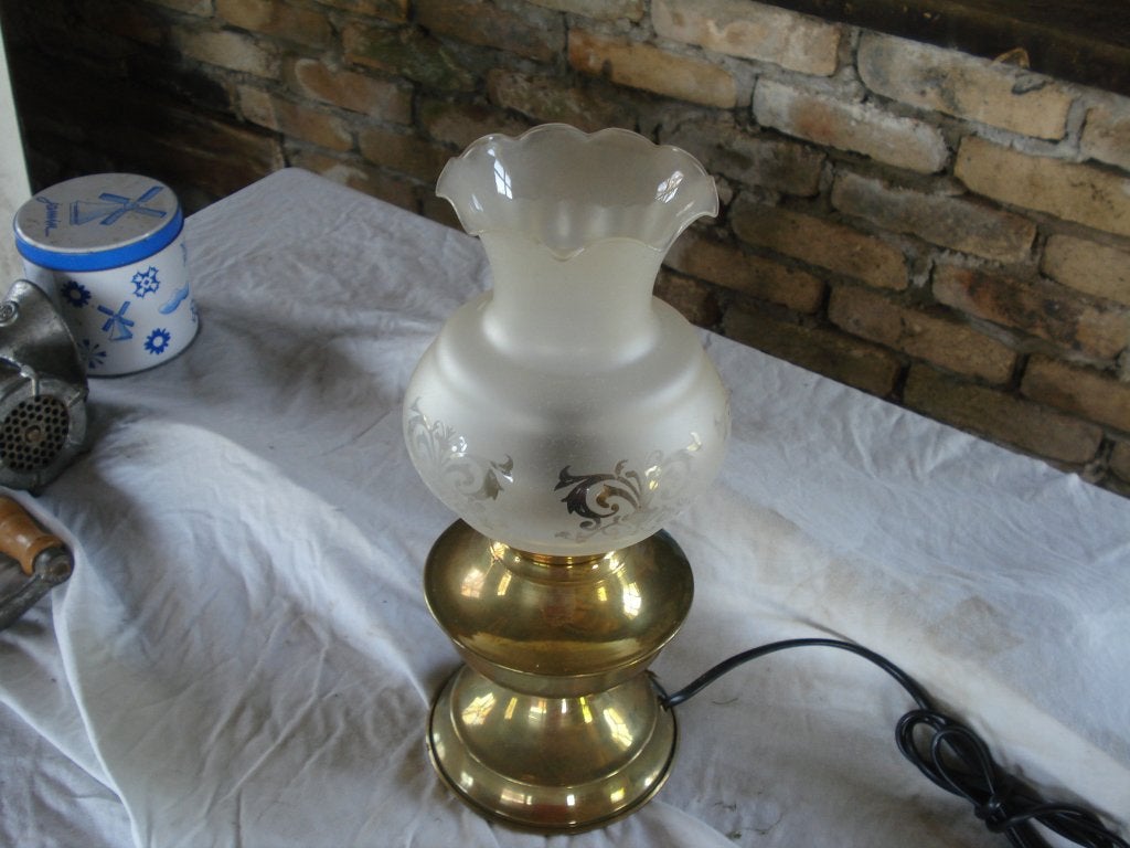 oude koperen lamp, Ophalen of Verzenden