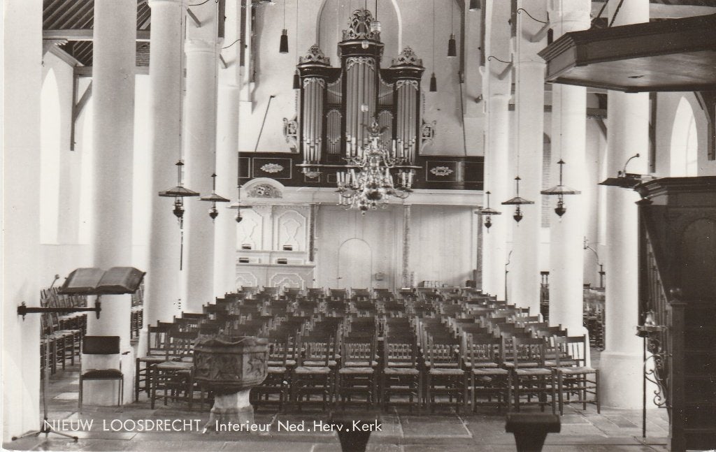 nieuw loosdrecht- interieur n.h. kerk, Ophalen of Verzenden, 1940 tot 1960, Noord-Holland