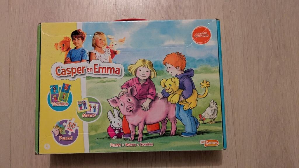 Casper en Emma: Puzzel, Memo en Domino Spelletjes, Kinderen en Baby's, Speelgoed | Kinderpuzzels, Ophalen of Verzenden, 10 tot 50 stukjes