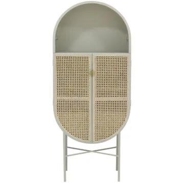 HKliving retro ovale kast met rotan deuren, Ophalen, 50 tot 100 cm, Zo goed als nieuw, Met lade(s)