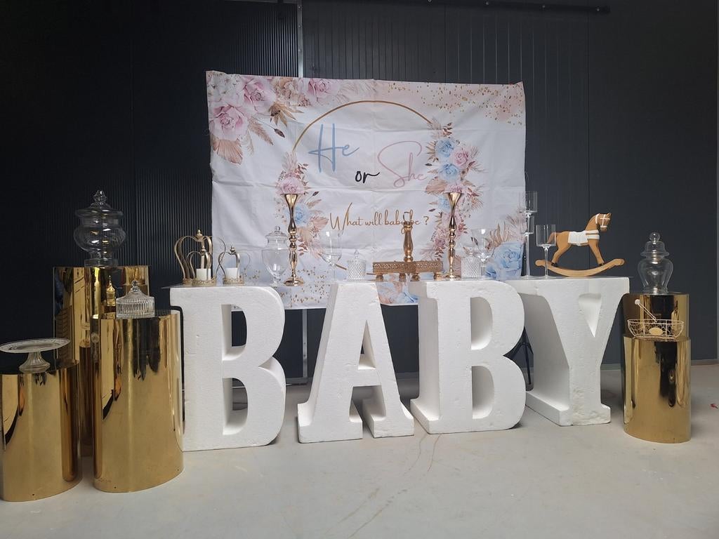 Te huur
Gender reveal jongen meisje babyshower baby borrel, Kinderen en Baby's, Ophalen of Verzenden
