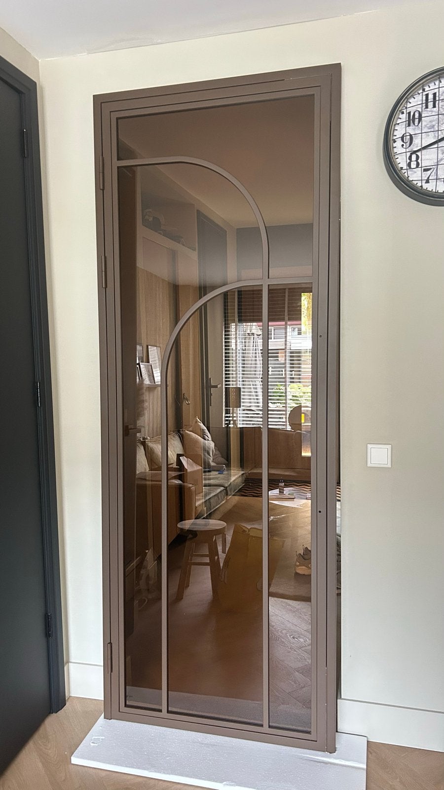Moderne binnendeur met glas en metalen frame, Ophalen, 80 tot 100 cm, Binnendeur, Nieuw