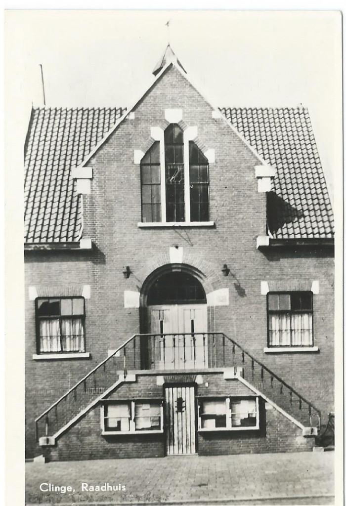 Ansichtkaart CLINGE   Raadhuis, Verzenden, 1940 tot 1960, Gelopen, Zeeland