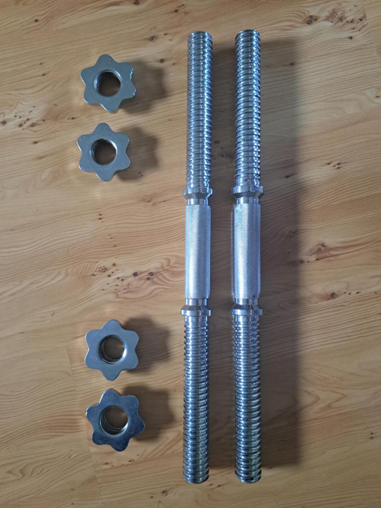 Halterschijven met 3 halterstangen, Sport en Fitness, Fitnessmaterialen, Ophalen