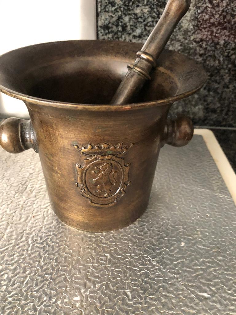 Vijzel met stamper antiek, Ophalen of Verzenden, Brons