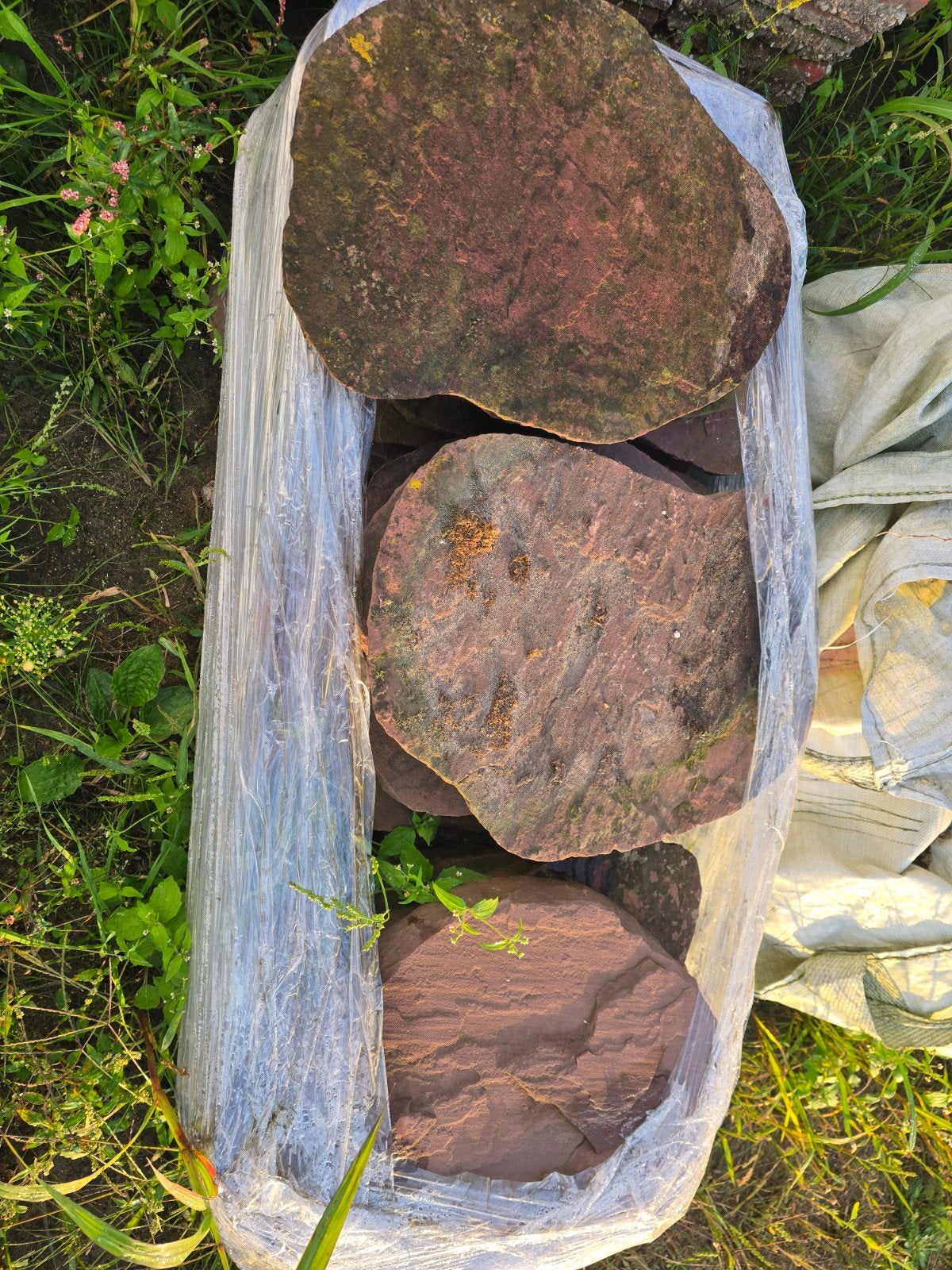 Rode Natuursteen Staptegels - Gebruikt, Tuin en Terras, Ophalen, Gebruikt, Terrastegels, Natuursteen