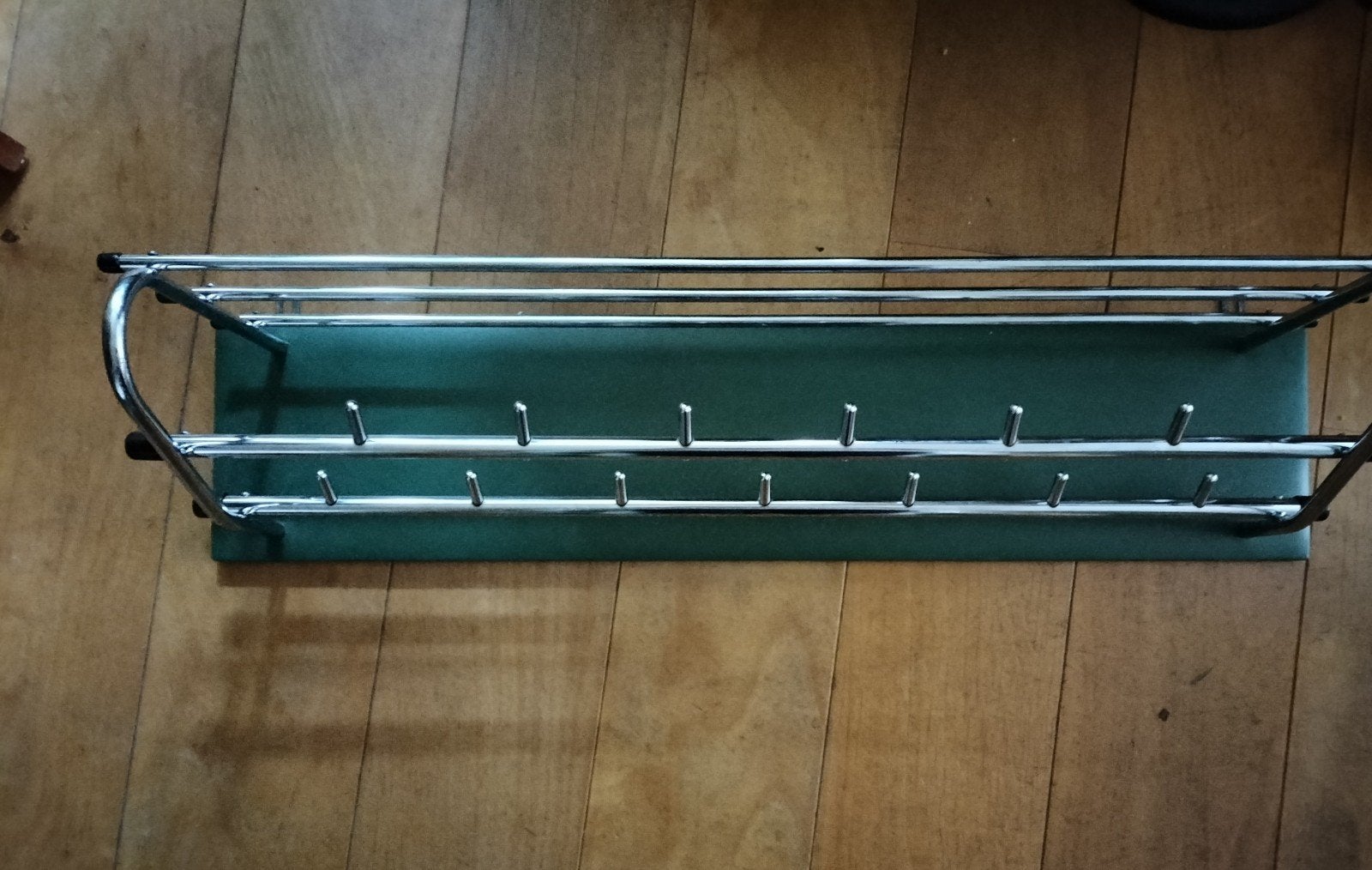 vintage kapstok -  chroom met groen skai -, Ophalen, Metaal, Wandkapstok, Minder dan 100 cm