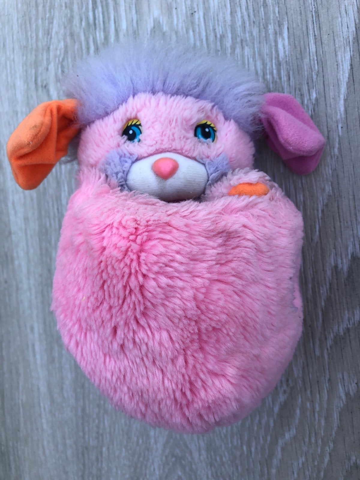 Vintage Popples knuffel roze met paars haar, Gebruikt, Overige merken, Overige karakters, Overige typen