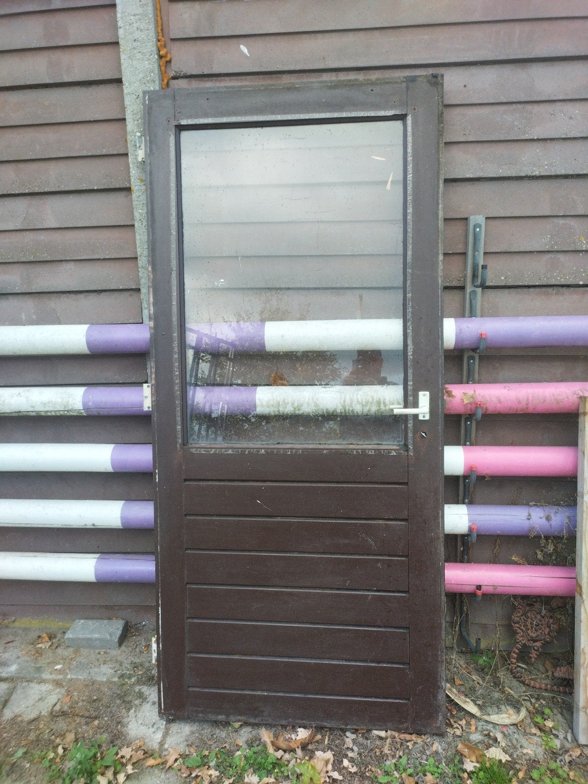 tk hardhouten achterdeur 92,5* 201cm enkelglas, Ophalen of Verzenden, Gebruikt, Buitendeur, 200 tot 215 cm