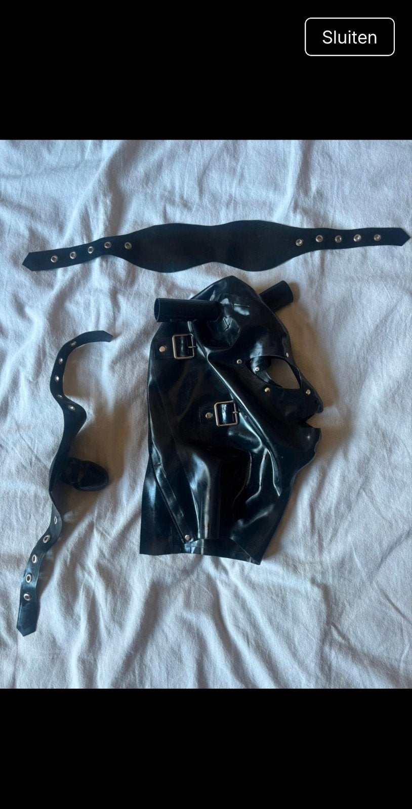 Latex masker met gag en blinddoek, Verzenden, Nieuw, Overige thema's, Accessoires