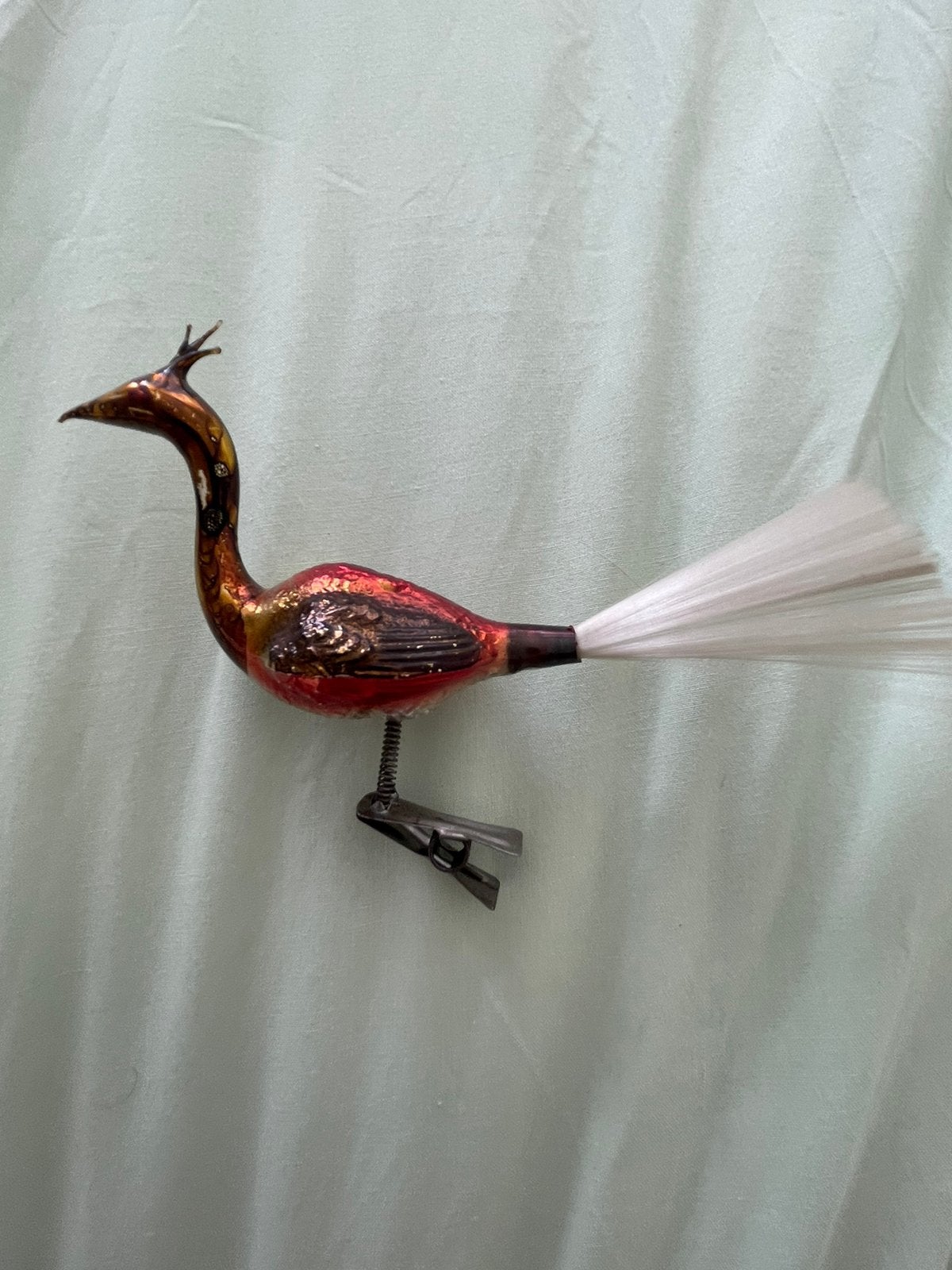 Antieke kerstbal - Kraanvogel, Diversen, Ophalen of Verzenden, Gebruikt