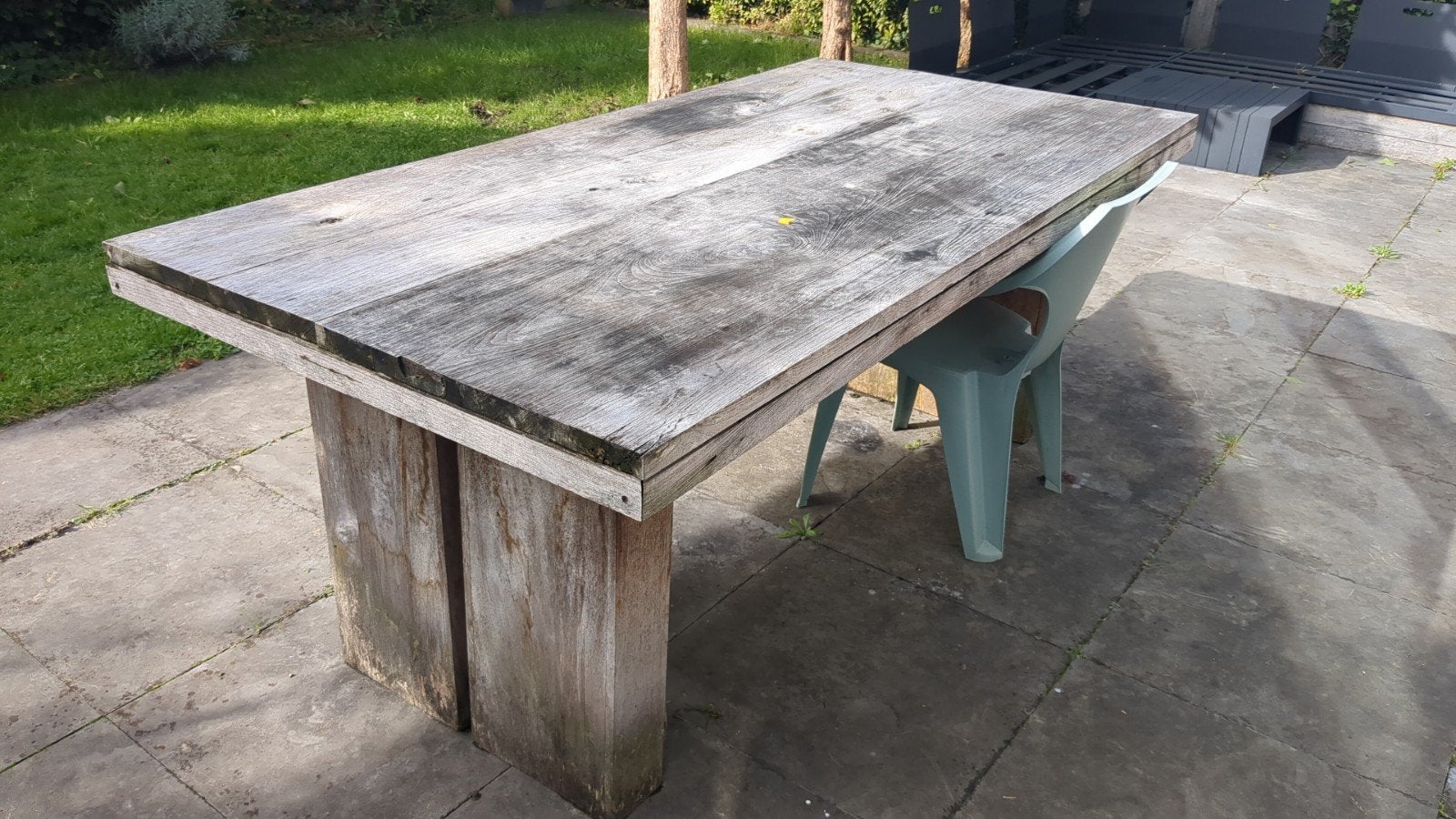 Teak houten tuintafel / bartafel - 200x100x79 cm, Ophalen, Gebruikt, Rechthoekig, Teakhout
