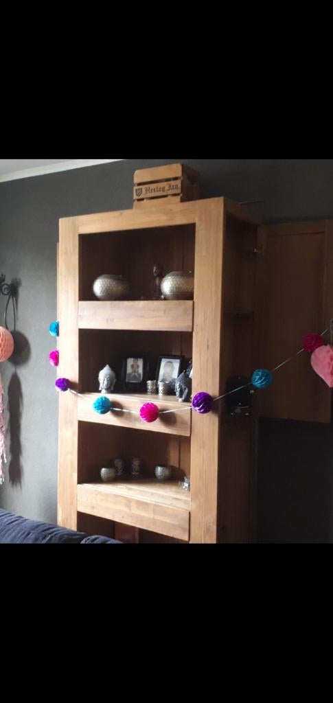 Bieden  Mooie teak kast, Ophalen, 100 tot 150 cm, 200 cm of meer, Teakhout