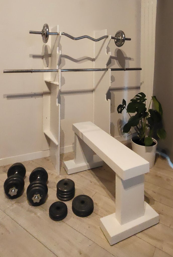 Fitnessbank & Squatrek van hout, Sport en Fitness, Ophalen, Zo goed als nieuw, Overige typen