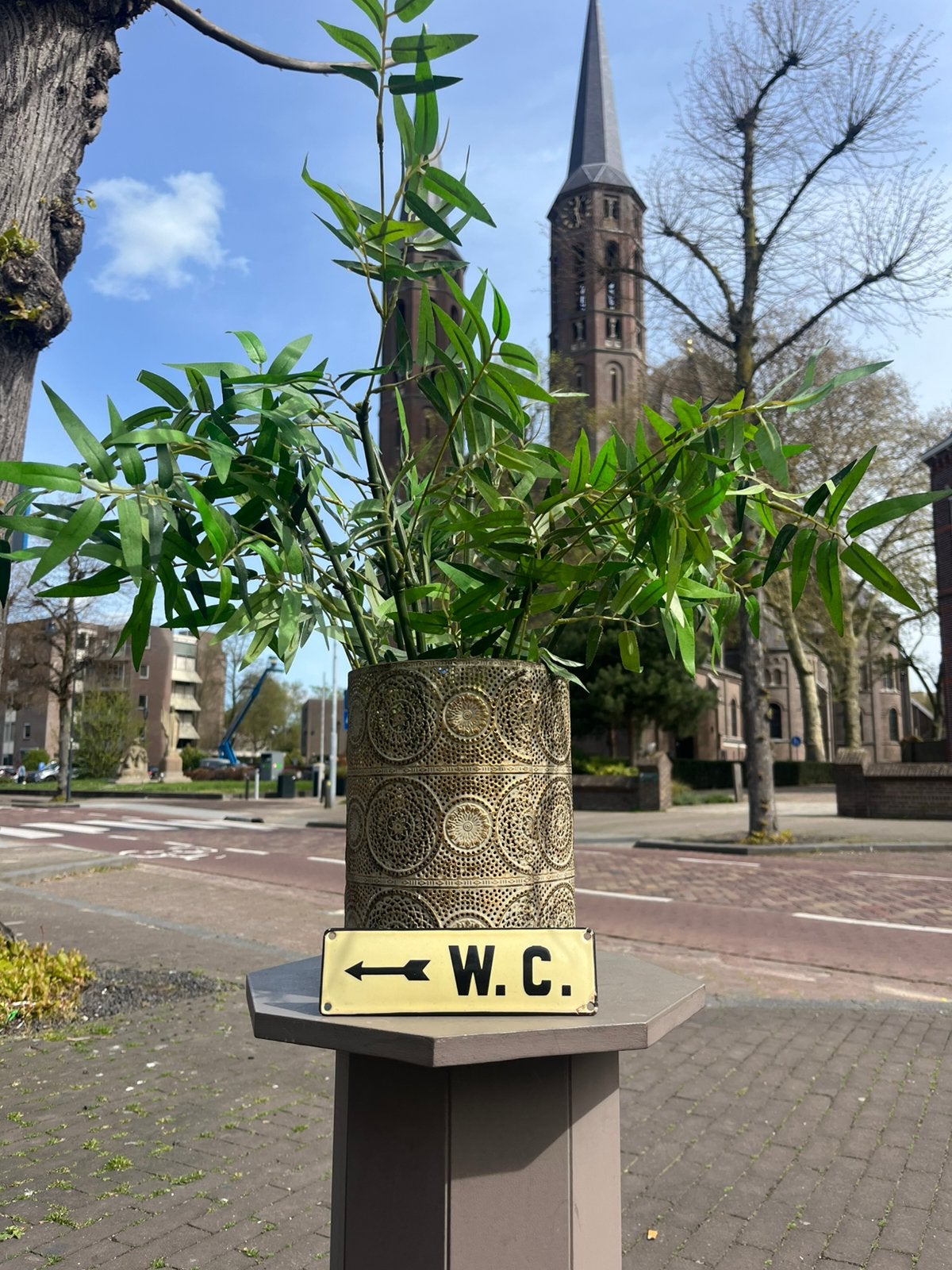 WC “pijl naar links” Emaille Reclame Bord(je), Verzamelen, Ophalen of Verzenden, Gebruikt, Reclamebord