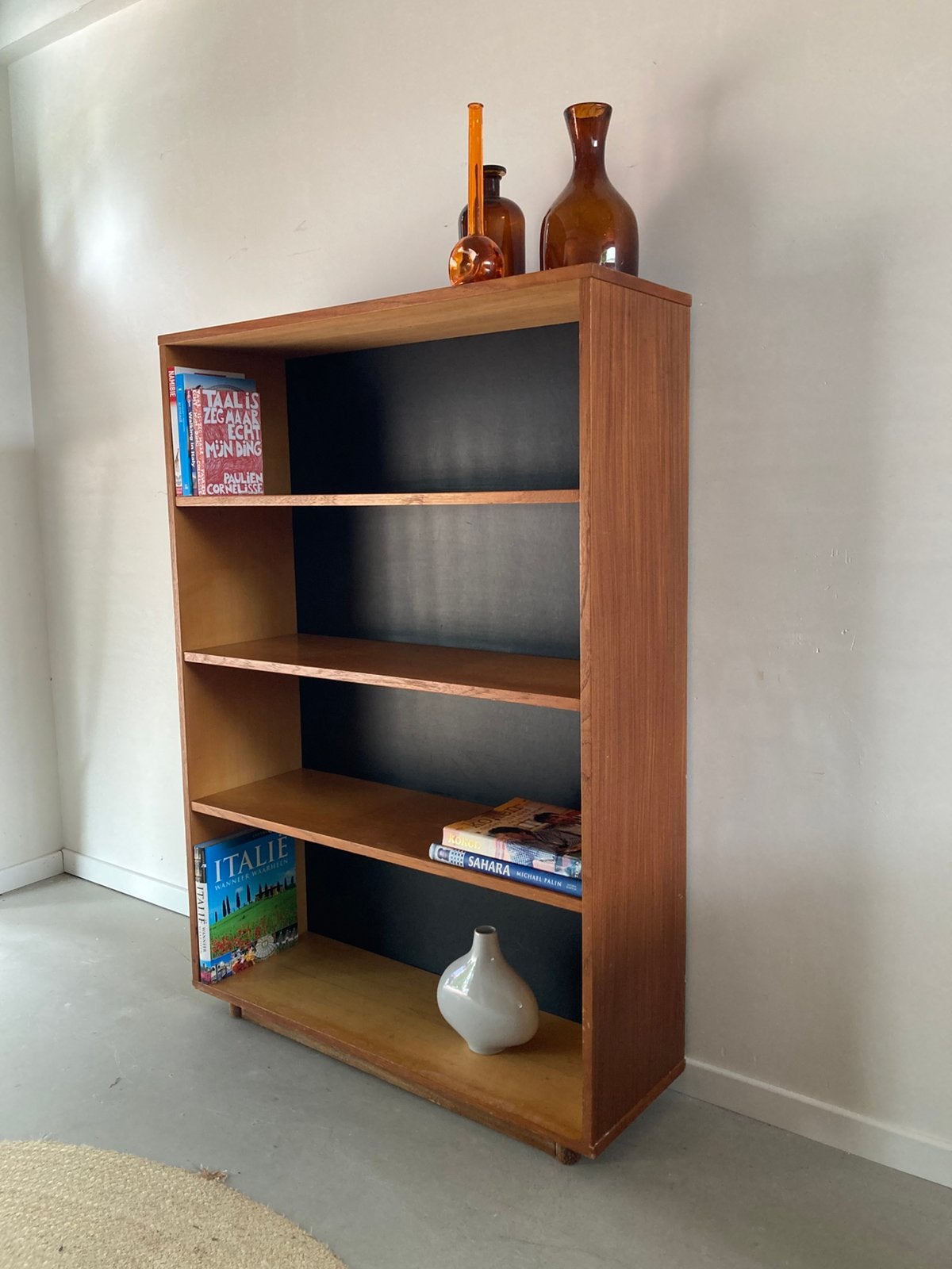 Midcentury vintage teak boekenkastje, Huis en Inrichting, Ophalen, Met plank(en), Gebruikt, 100 tot 150 cm