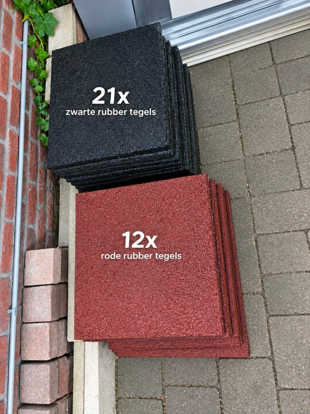 Rubberen tegels - zwart en rood, Tuin en Terras, Ophalen, Gebruikt, Overige typen, Rubber