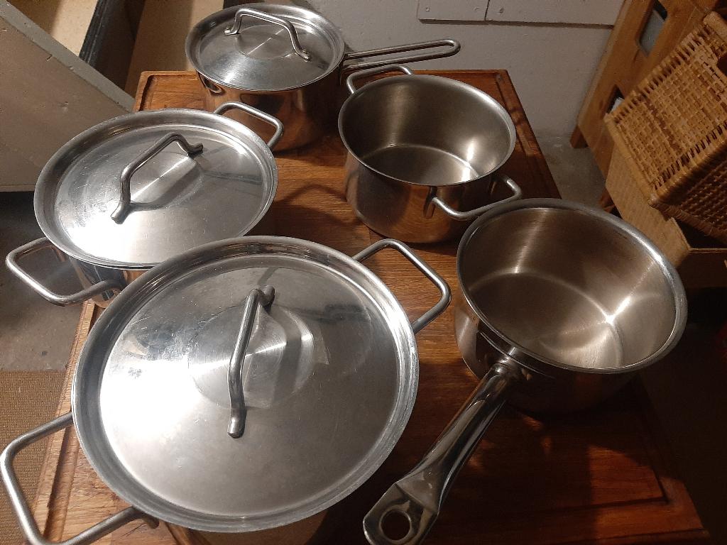 Complete Pannenset, Huis en Inrichting, Keuken | Potten en Pannen, Ophalen, Gebruikt, Rvs, Pannenset