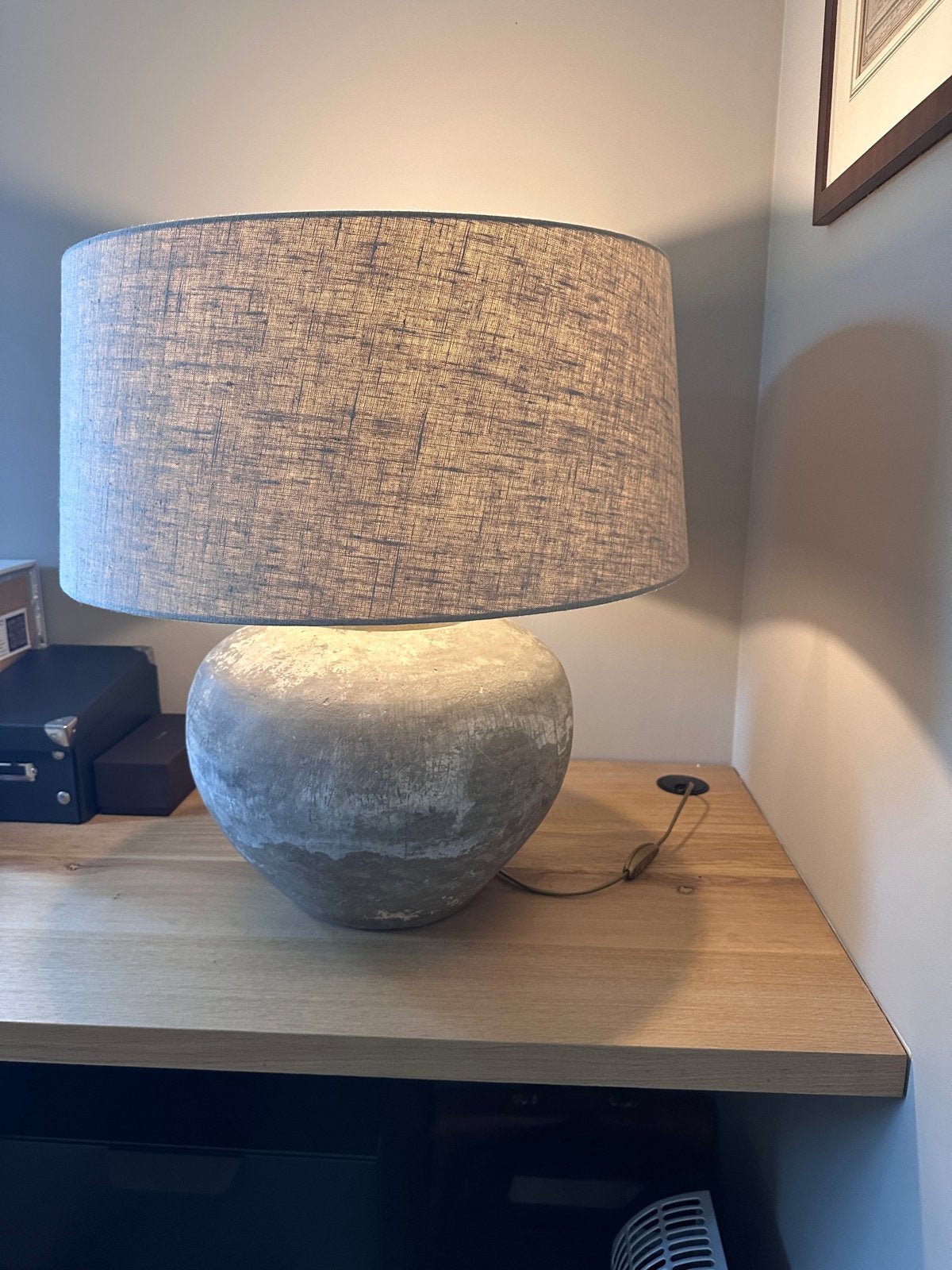 Grote Kruik Lamp met Stoffen Kap - 58 cm Hoog, Ophalen, Gebruikt, Overige merken, E27 (groot)