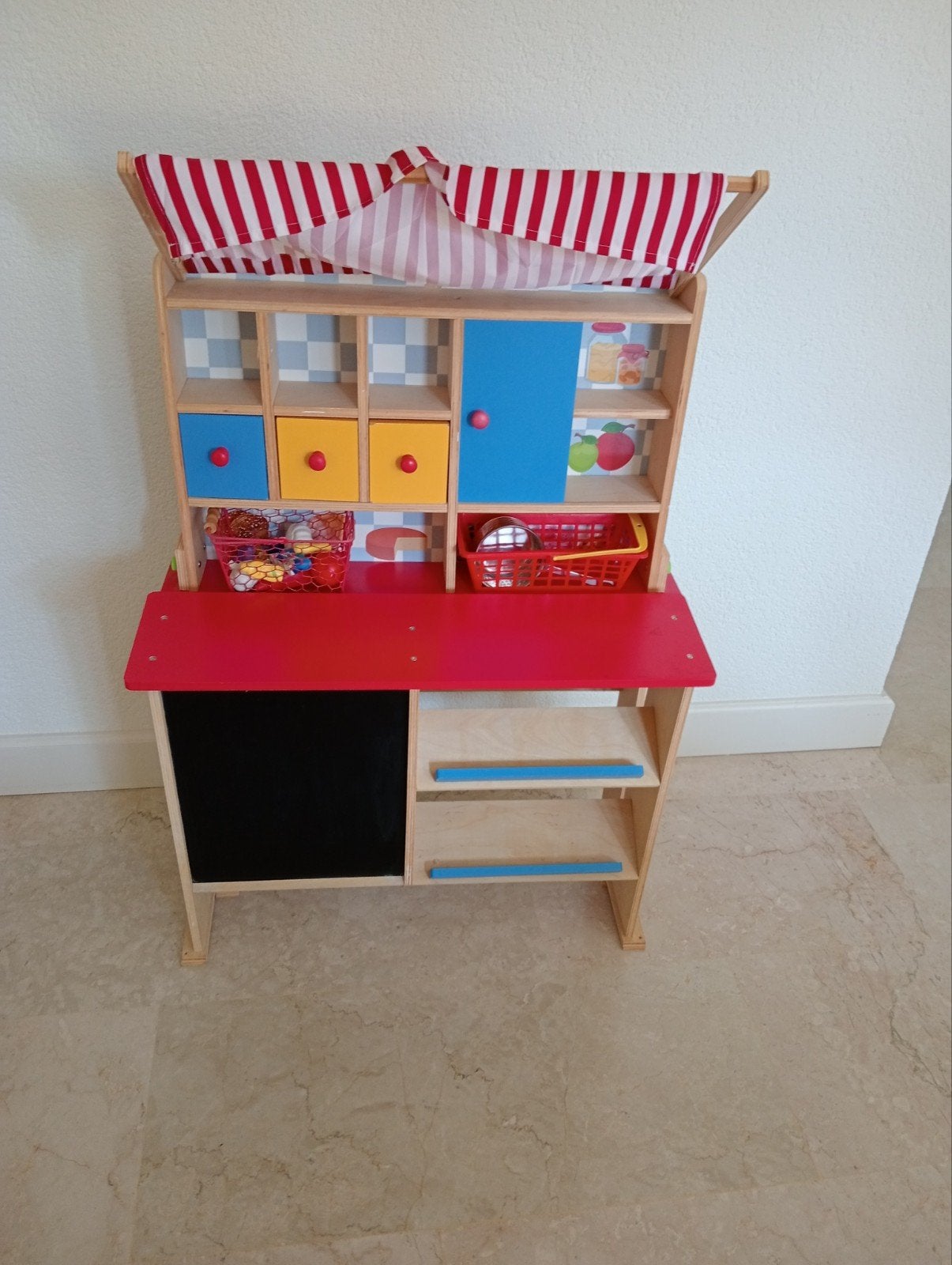 Houten Speelkeuken / Winkel met Luifel en Accessoires, Ophalen of Verzenden