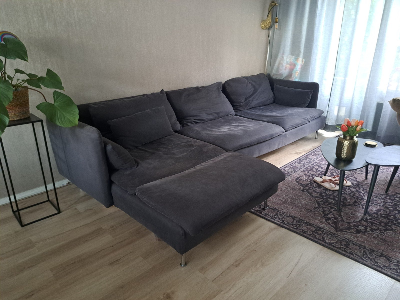 Ikea Söderhamn 4-zits bank met chaise longue, grijs, Ophalen, Gebruikt