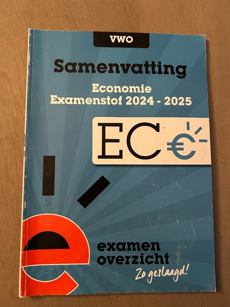 Examenoverzicht Samenvatting Economie VWO 2024-2025, VWO, Economie, Ophalen of Verzenden, ExamenOverzicht