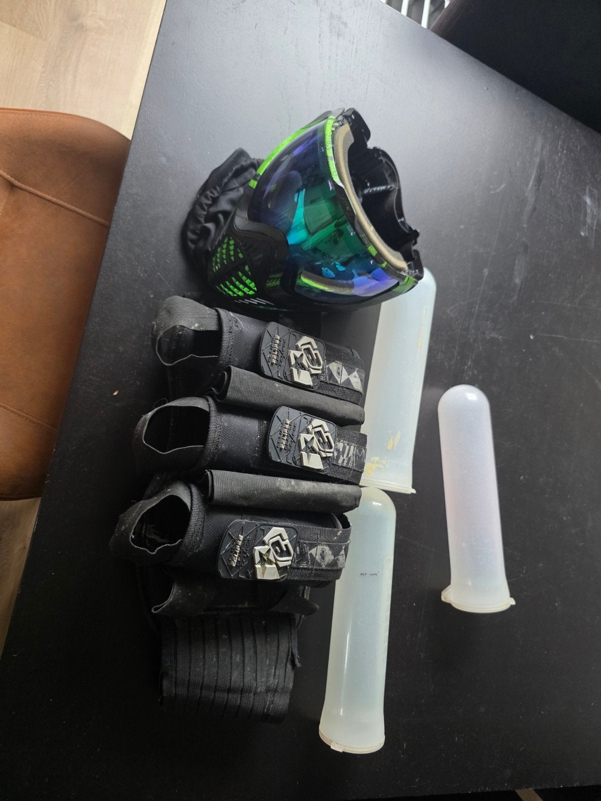 Paintball uitrusting: masker, pods en podhouder, Ophalen of Verzenden, Gebruikt
