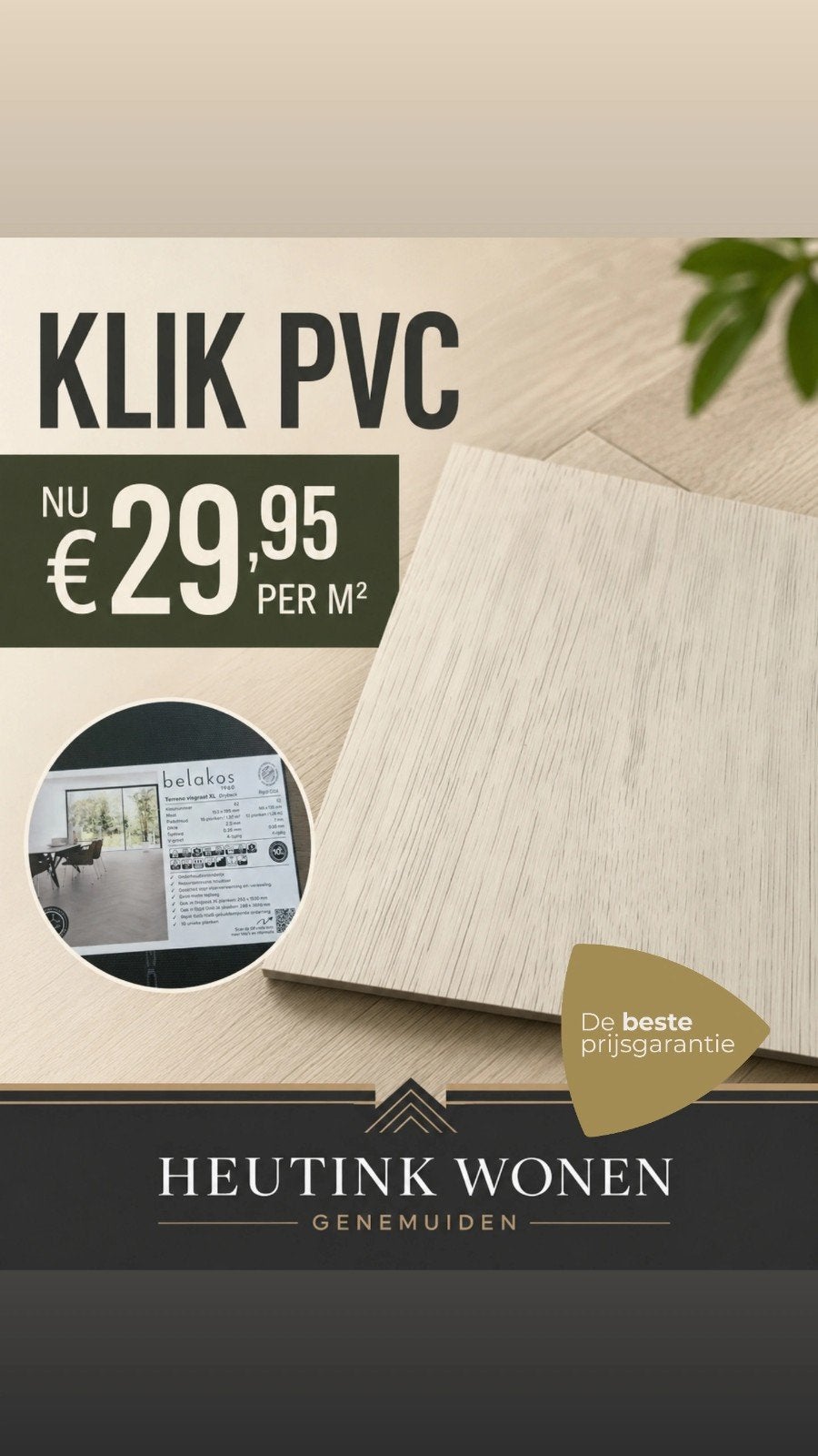 PVC-VLOER Klik pvc Belakos, Ophalen, Kunststof, 50 tot 150 cm, Overige typen