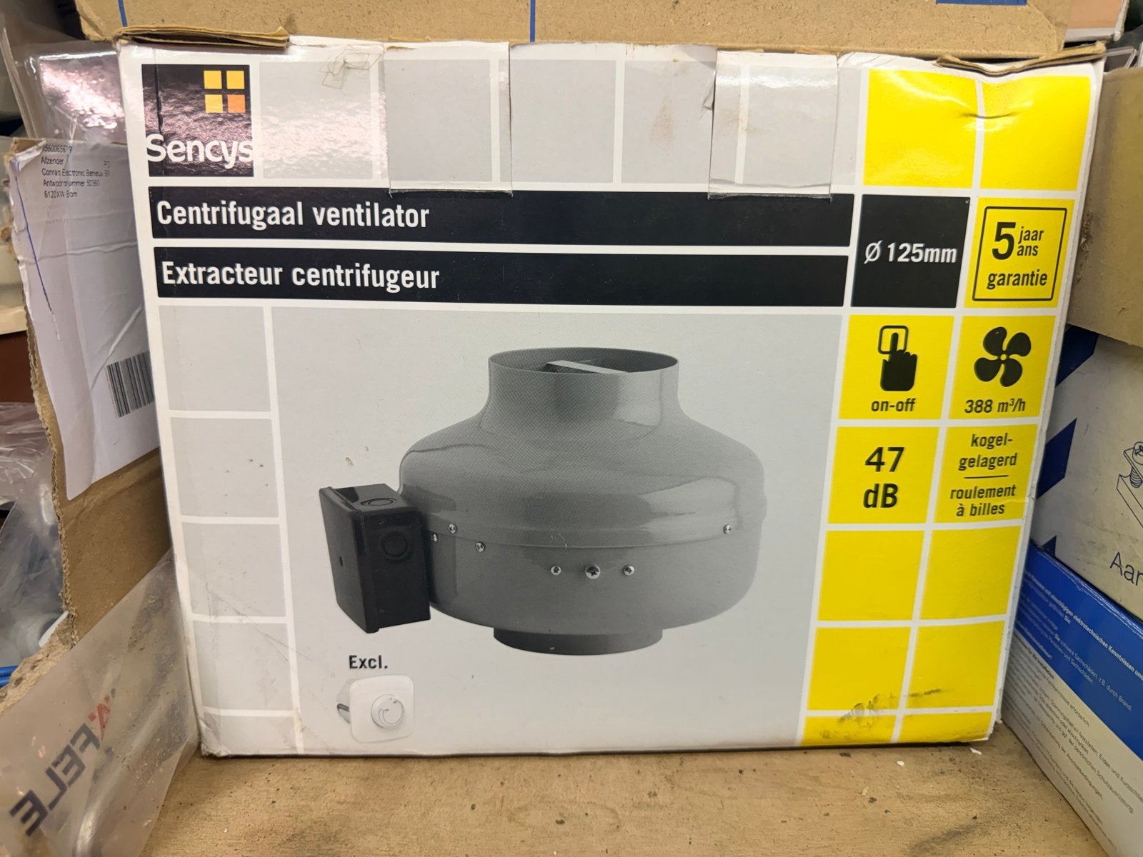 Nieuwe Sency Centrifugaal Ventilator Ø125mm, 388 m³/h, Ophalen of Verzenden, Nieuw, Ventilator