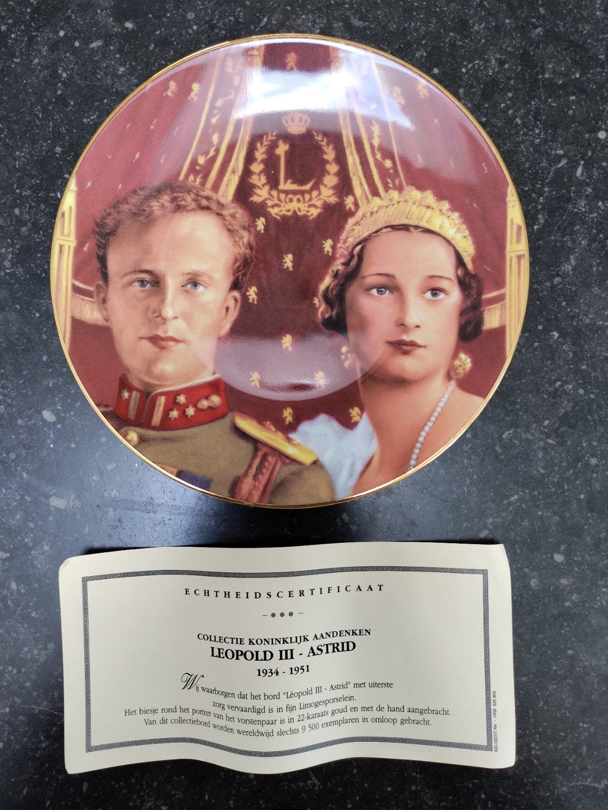 Limoges Leopold III & Astrid Herdenkingsbord 1934-1951, Antiek en Kunst, Ophalen of Verzenden
